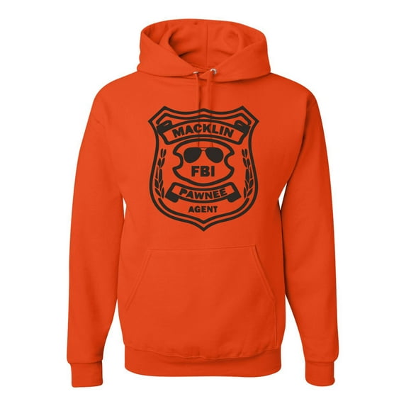 Burt Macklin Parks and Recreation Pop Unisex Graphic Hoodie Sweatshirt, Orange, Small