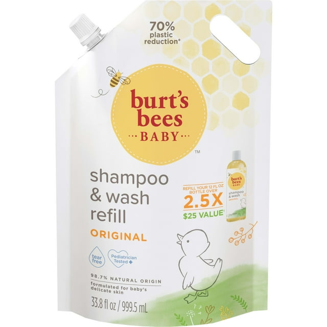 Burt,S Bees Baby Shampoo & Wash Refill, Tear Free Non Irritating Soap