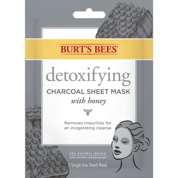Burt,S Bees Face Masks, Detoxifying Charcoal Facial Skin Care, 100% Natural, Single Use (6 Count)