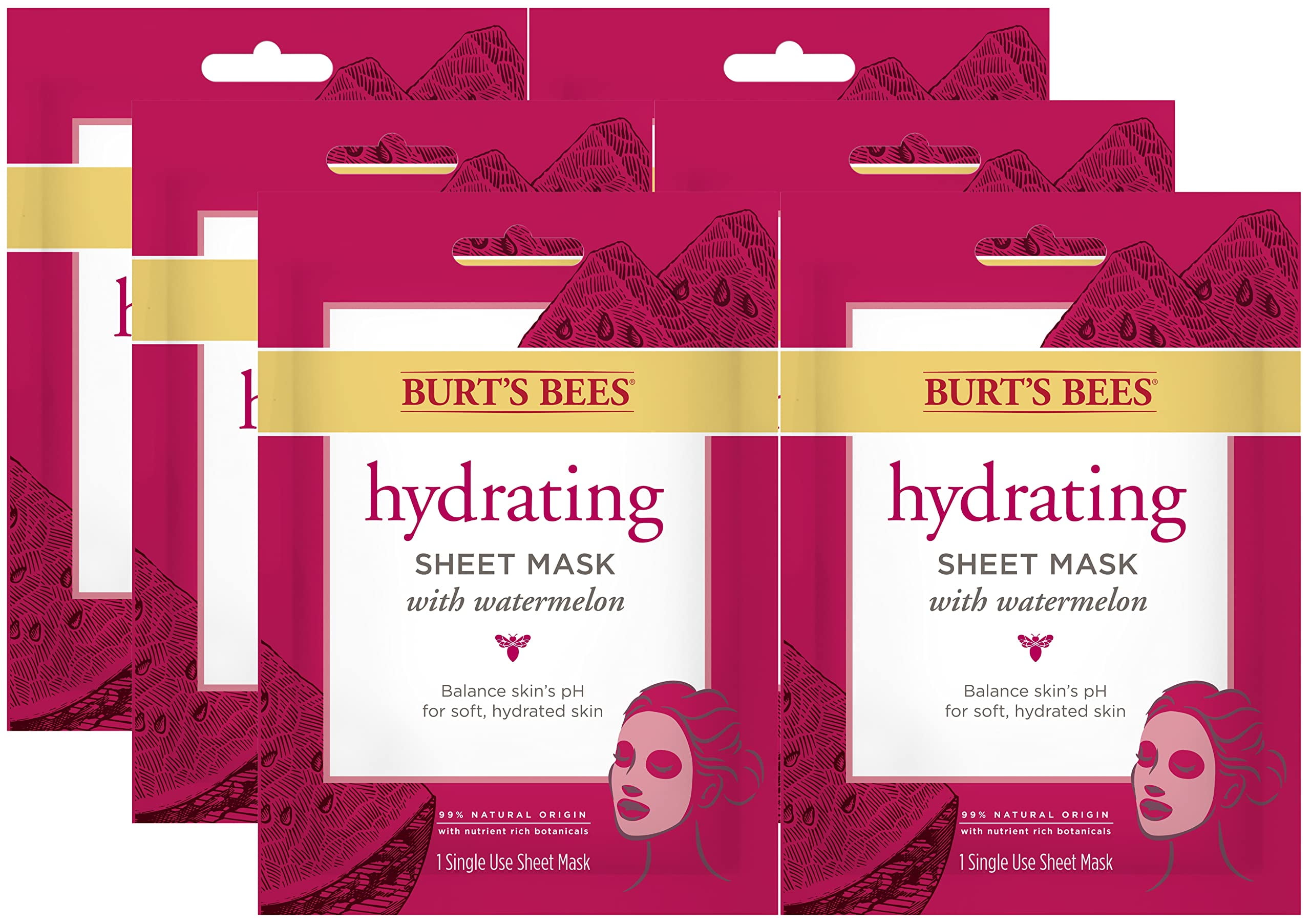 Burt,S Bees Face Masks, Hydrating Facial Skin Care With Watermelon, 100
