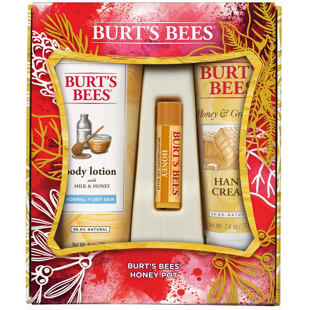 Burt,S Bees Honey Pot Gift Set, 3 Honey Skin Care Products Milk