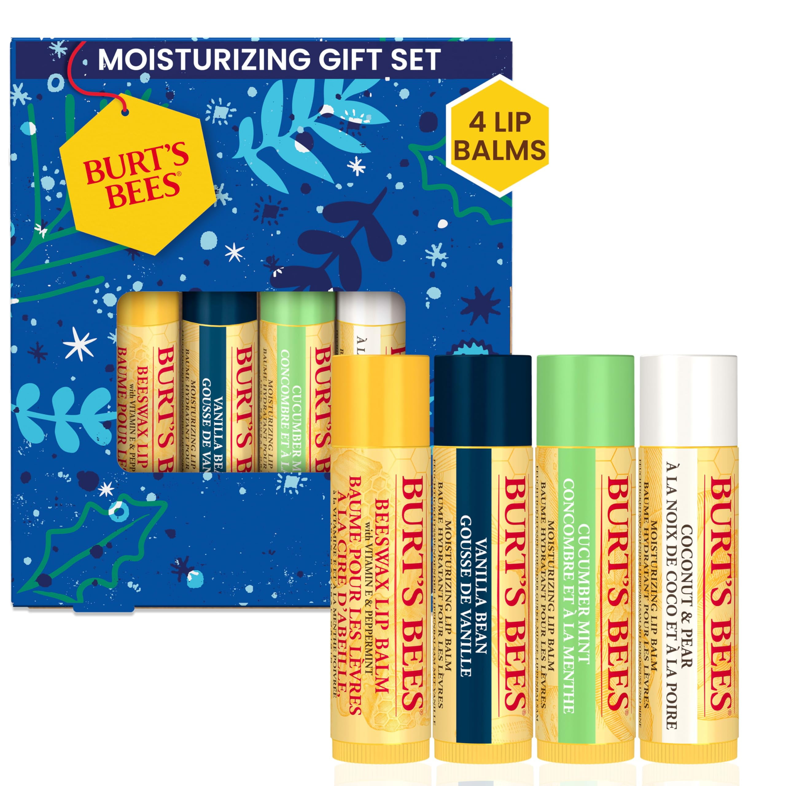 Burt,S Bees Lip Balm Gift Set, Beeswax Bounty Assorted Mix, Perfect Lip