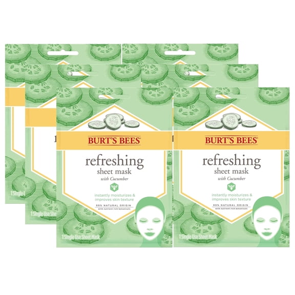 Burt's Bees Refreshing Sheet Face Mask With Cucumber, 1 Sheet Mask (Pack Of 6)