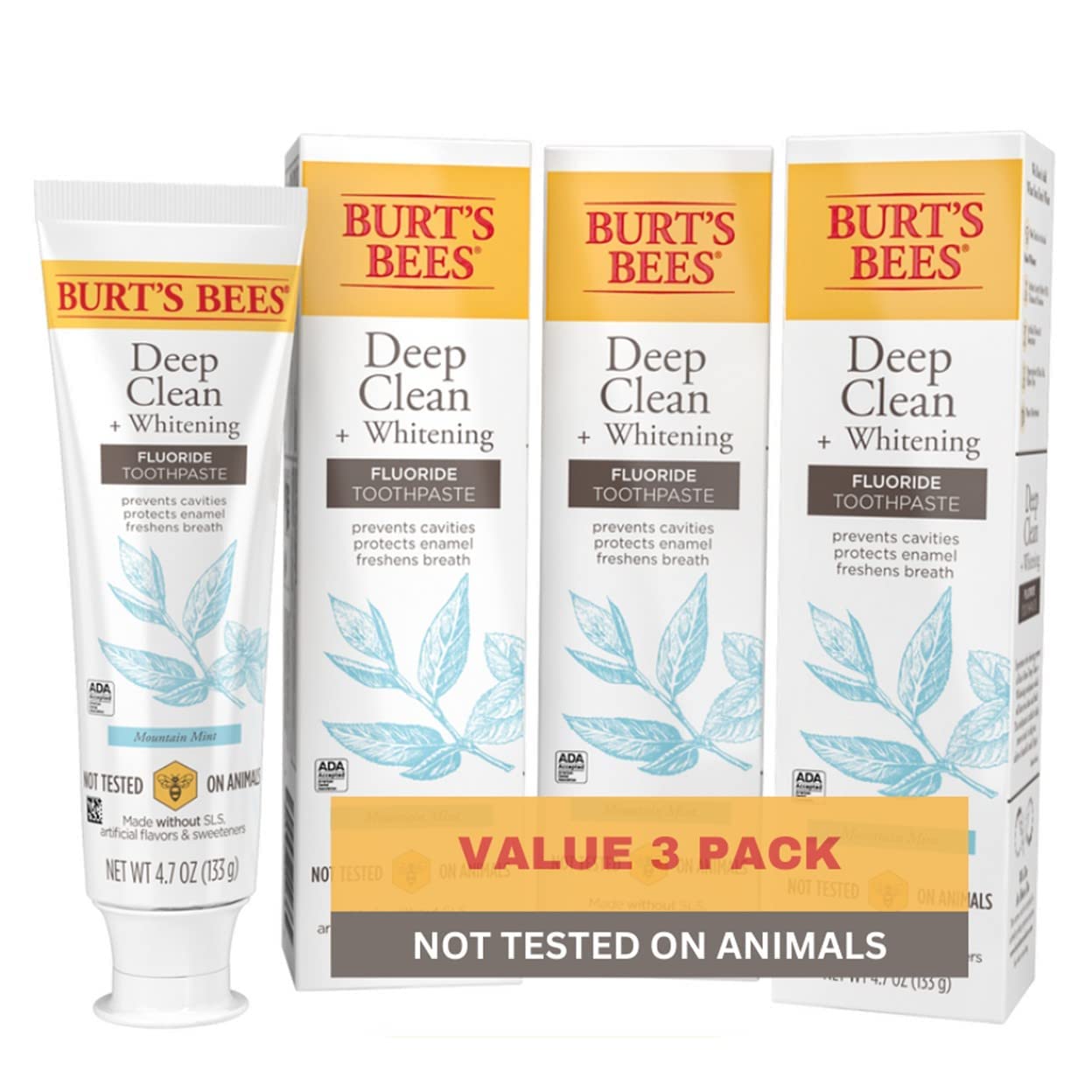 Burt,S Bees Toothpaste, Natural Flavor, Fluoride Toothpaste Deep Clean