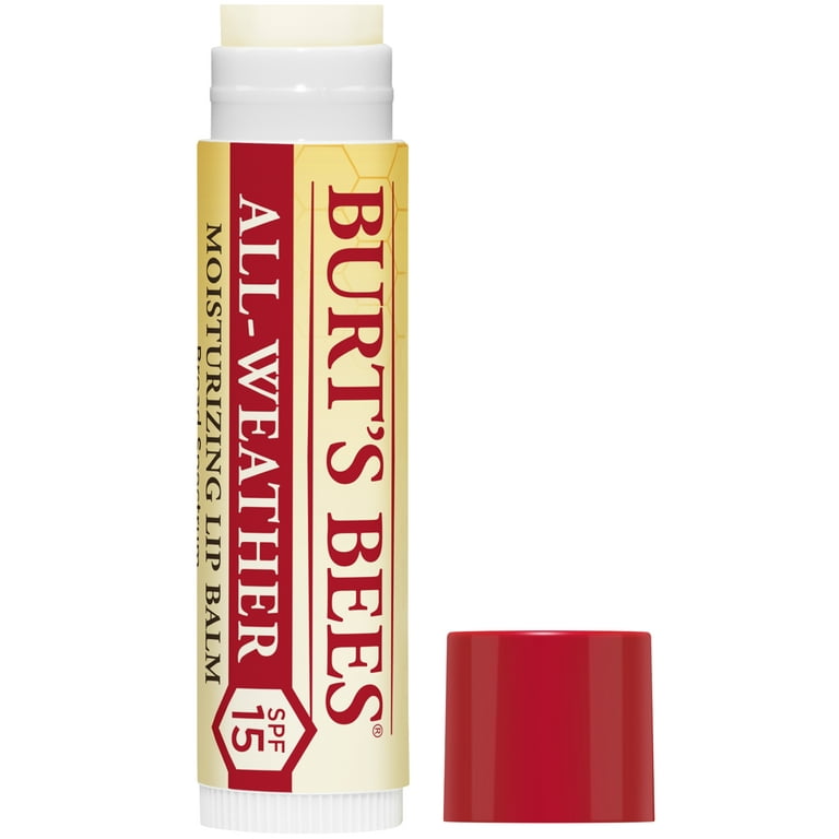 Burt's Bees 100% Natural All-Weather SPF15 Moisturizing Lip Balm, Water  Resistant - 1 Tube 