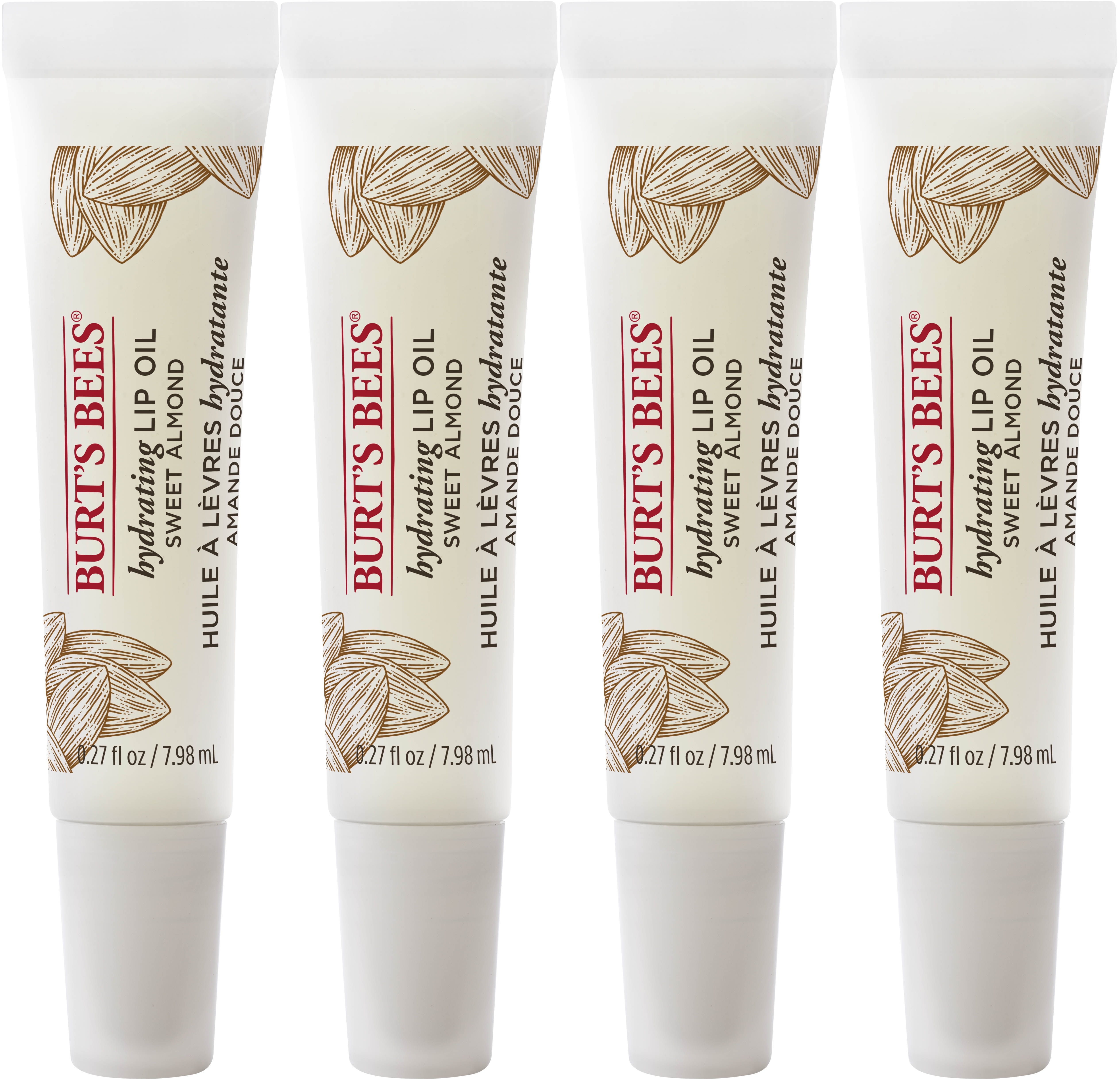 Burt's Bees Natural & Hydrating Lip Oil, Sweet Almond, 4 Pack