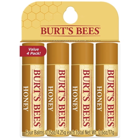 Burt's Bees 100% Natural Moisturizing Lip Balm, Honey, 4 Count
