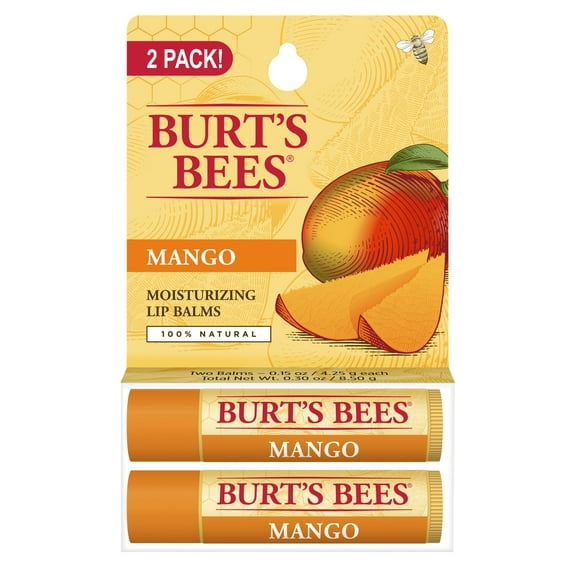 Burt's Bees 100% Natural Moisturizing Lip Balm, Mango, 2 Count