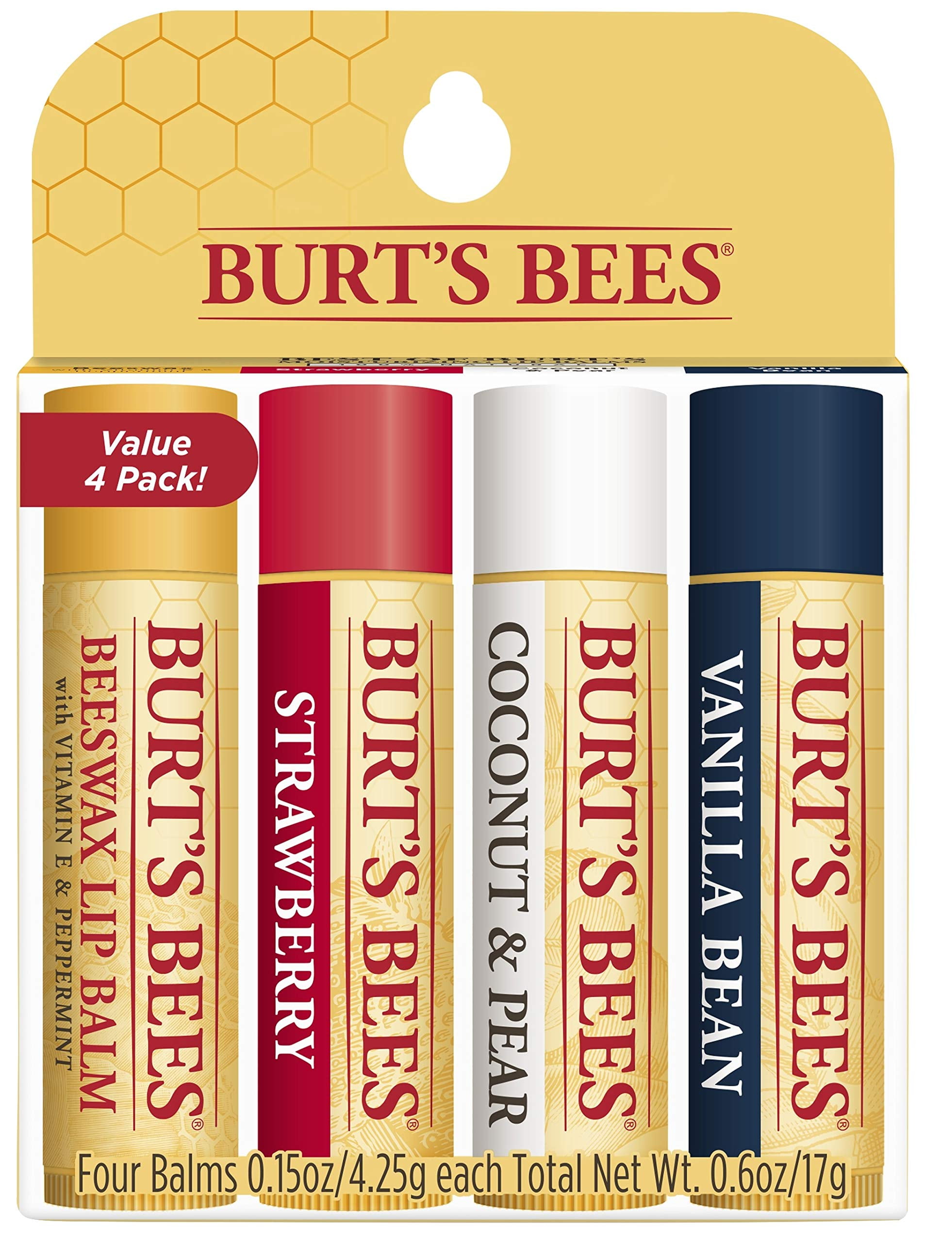 Burt's Bees Beeswax Lip Balm with Vitamin E & Peppermint 0.15 oz (Pack of 6)