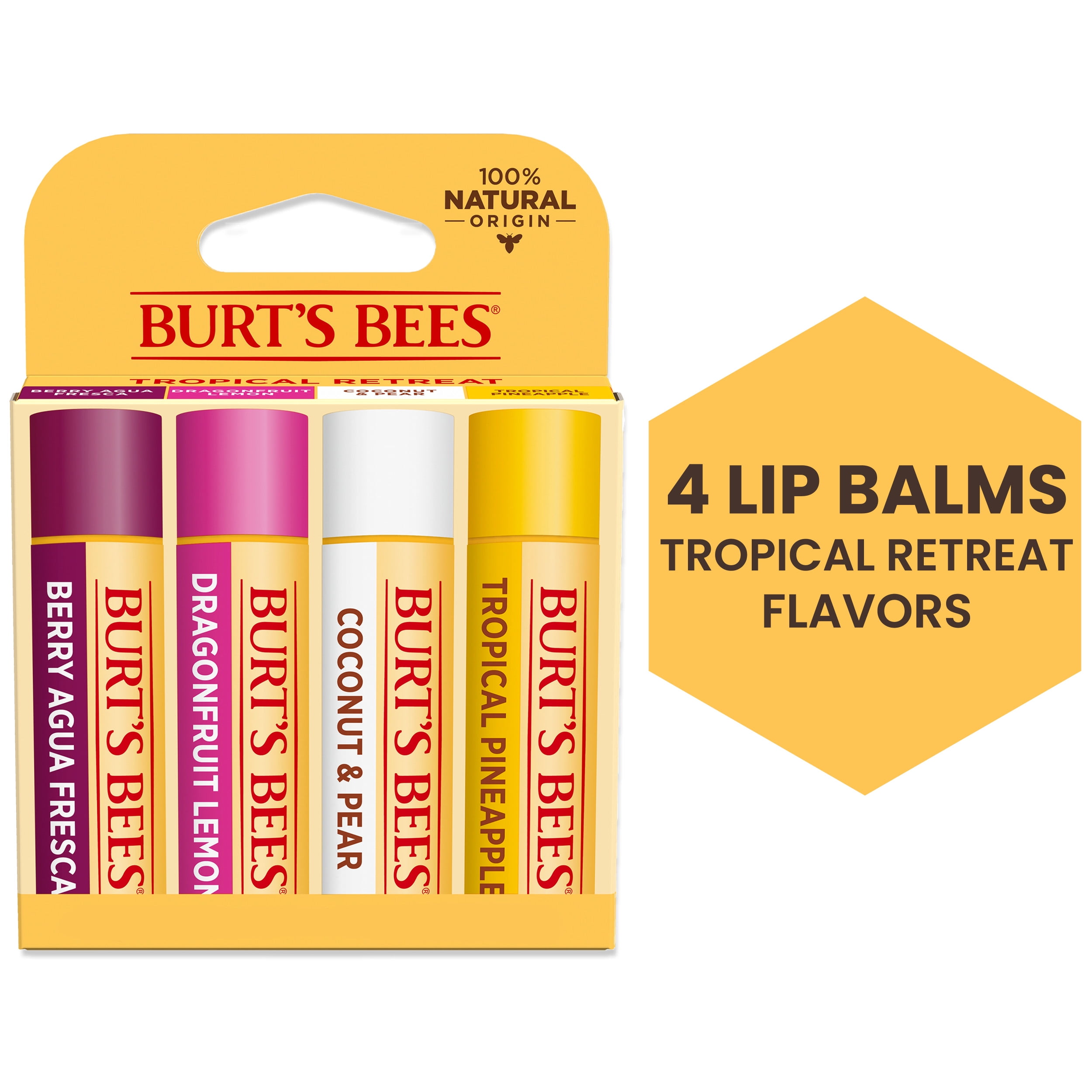 Burt's Bees 100% Natural Moisturizing Lip Balm, Tropical Variety