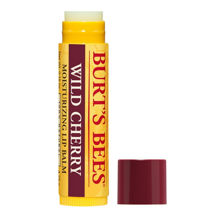 Burt's Bees 100% Natural Moisturizing Lip Balm, Wild Cherry with Beeswax &  Fruit Extracts, 1 Tube 