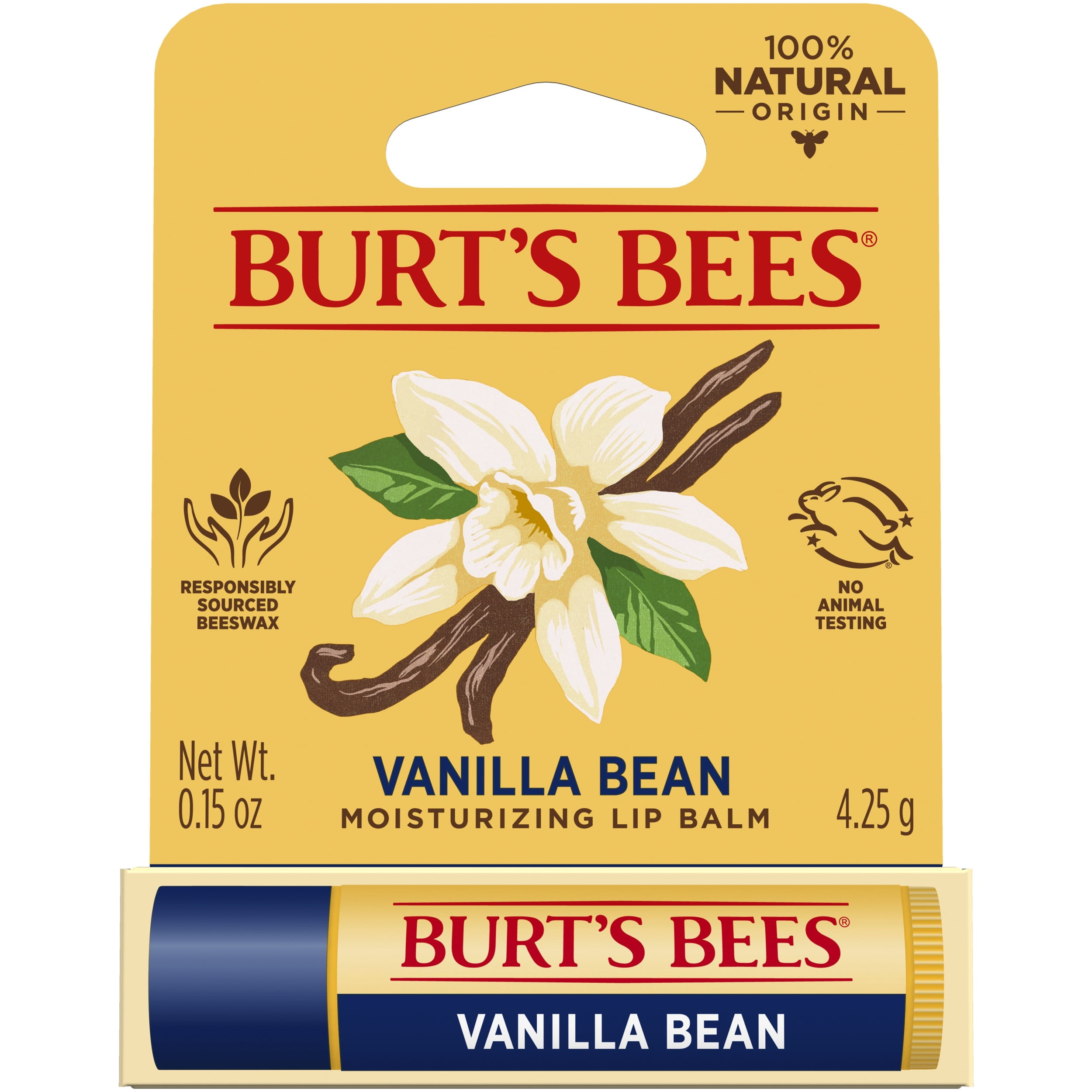 Burt's Bees 100 Natural Moisturizing Lip Balm with Beeswax, Vanilla