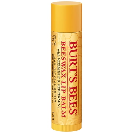 Burt's Bees 100% Natural Moisturizing Lip Balm, with Beeswax, Vitamin E & Peppermint Oil, 1 Tube