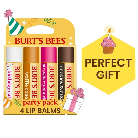 Burt's Bees 100% Natural Origin Moisturizing Lip Balm, Birthday Cake, 4 Tubes