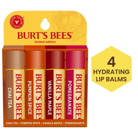 Burt's Bees 100% Natural Origin Moisturizing Lip Balm, Fall Variety Mix, 4 Tubes