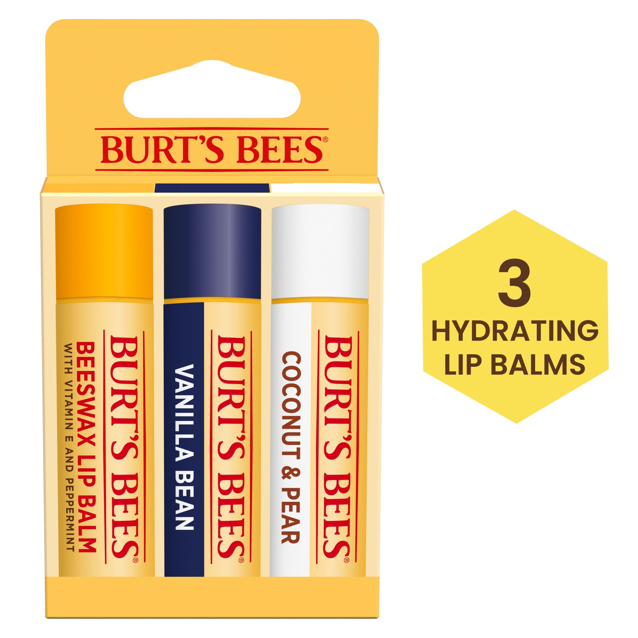 Burt's Bees 100% Natural Origin Moisturizing Lip Balm, Nothing But Hits, 3 ct