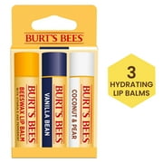 Burt's Bees Beeswax, Vanilla Bean, and Coconut and Pear Lip Balm Pack, Natural Origin Lip Care, 3 Pack
