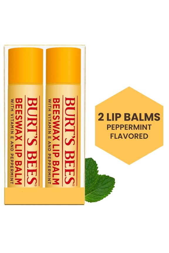 100% Natural Origin Moisturizing Lip Balm, Original Beeswax, 2 Tubes