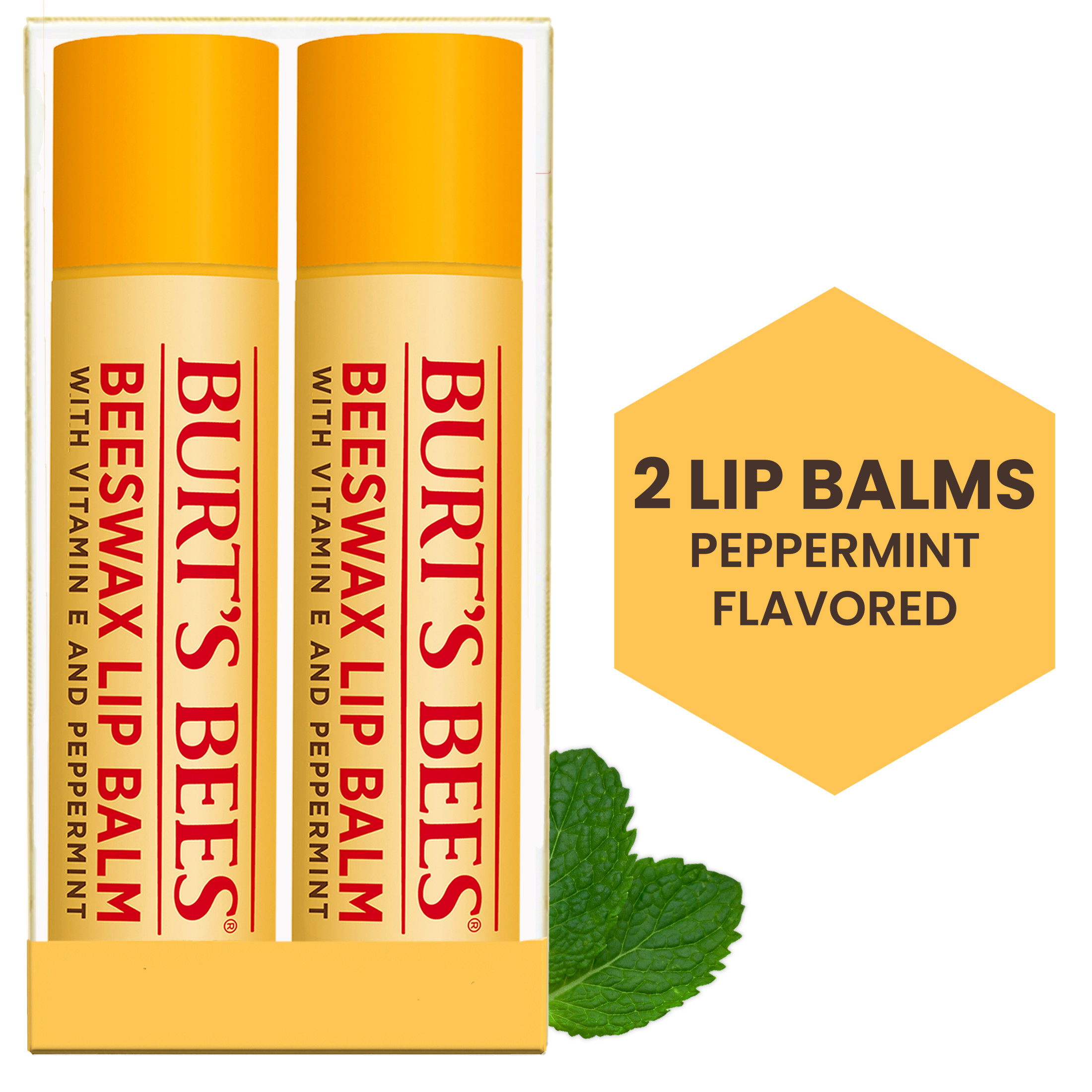 Burt's Bees 100% Natural Origin Moisturizing Lip Balm, Original Beeswax, 2 Tubes - image 1 of 13
