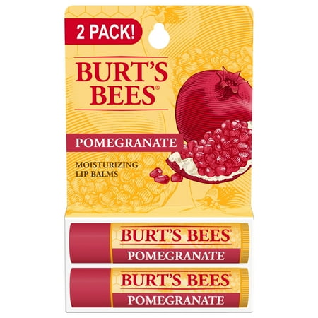 Burt's Bees 100% Natural Origin Moisturizing Lip Balm, Pomegranate, 2 Tubes