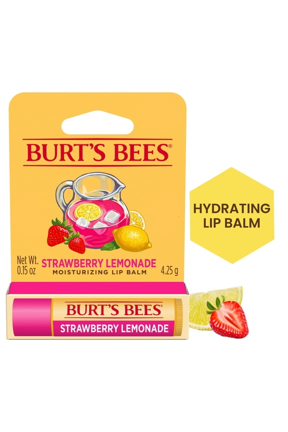 100% Natural Origin Moisturizing Lip Balm with Coconut Oil, Strawberry Lemonade
