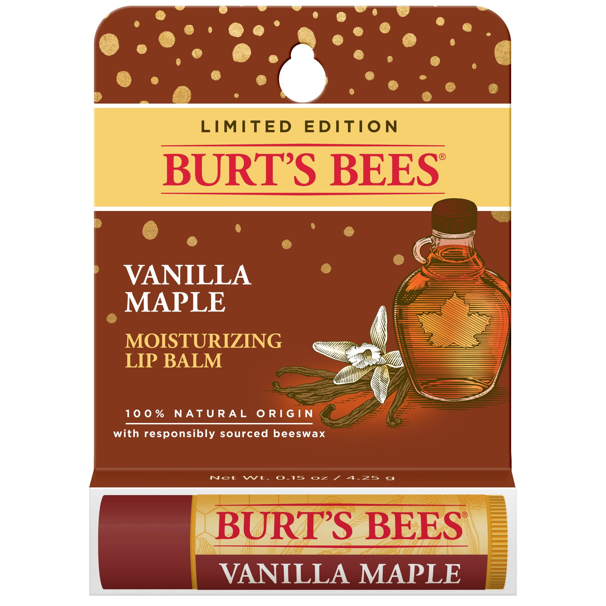 Burt's Bees 100 Natural Origin Moisturizing Lip Balm, Vanilla Maple, 1