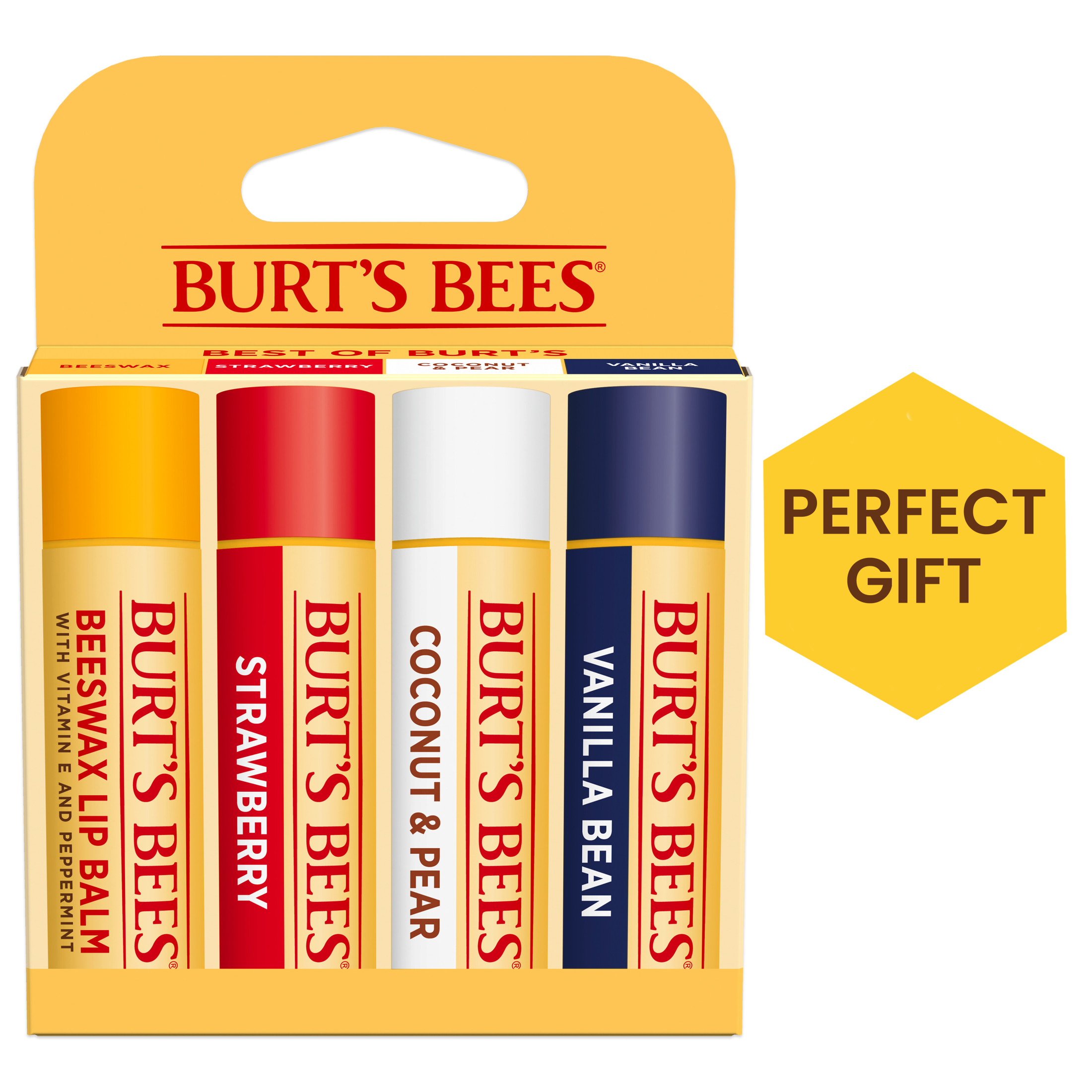 Burt's Bees 100% Natural Origin Moisturizing Lip Balm with Beeswax, Variety Pack, 4 Tubes - image 1 of 11