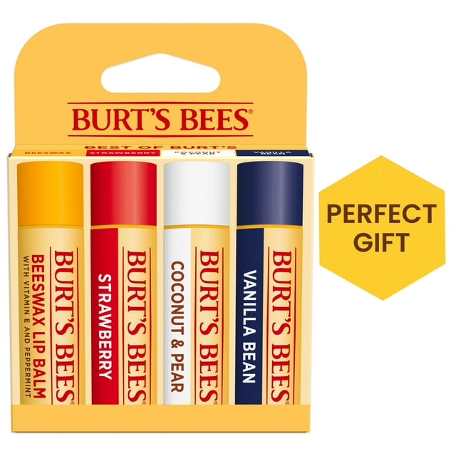 Burt's Bees 100% Natural Origin Moisturizing Lip Balm with Beeswax, Variety Pack, 4 Tubes
