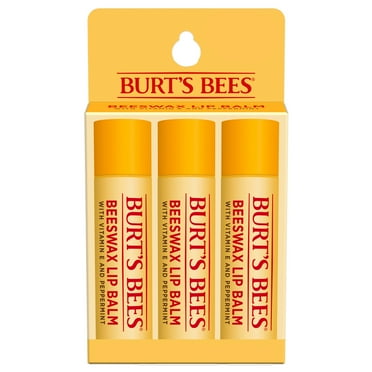 Burt's Bees 100% Natural Origin Moisturizing Lip Balm, with Beeswax, Vitamin E & Peppermint Oil, 3 Tubes