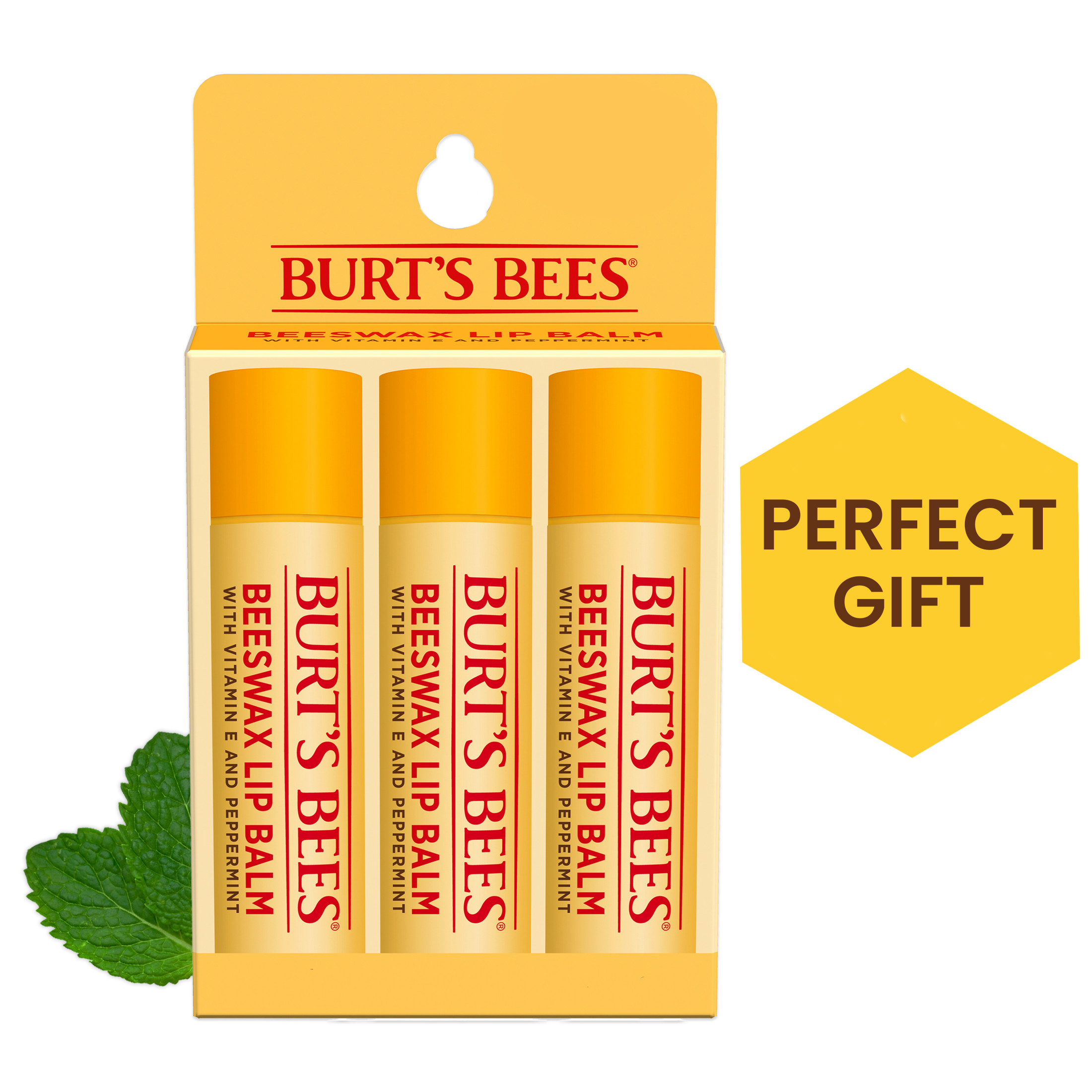 Burt's Bees 100% Natural Origin Moisturizing Lip Balm, with Beeswax, Vitamin E & Peppermint Oil, 3 Tubes - image 1 of 16