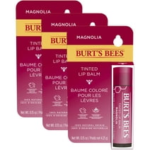 Burt's Bees 100% Natural Origin Moisturizing Tinted Lip Balm, Magnolia with Shea Butter, 1 Tube, Pack of 3