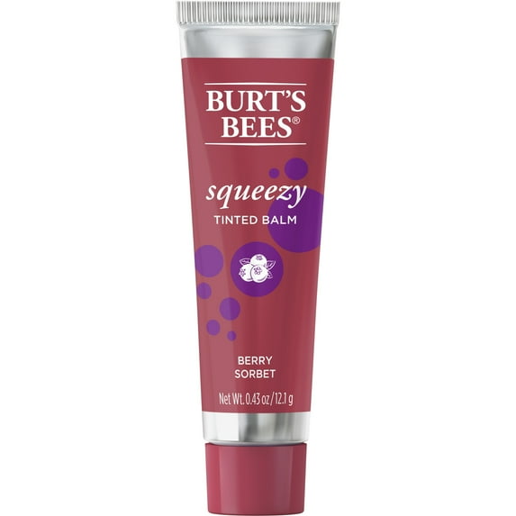 Burt's Bees 100% Natural Squeezy Tinted Lip Balm with Beeswax, Berry Sorbet, 1 Tube