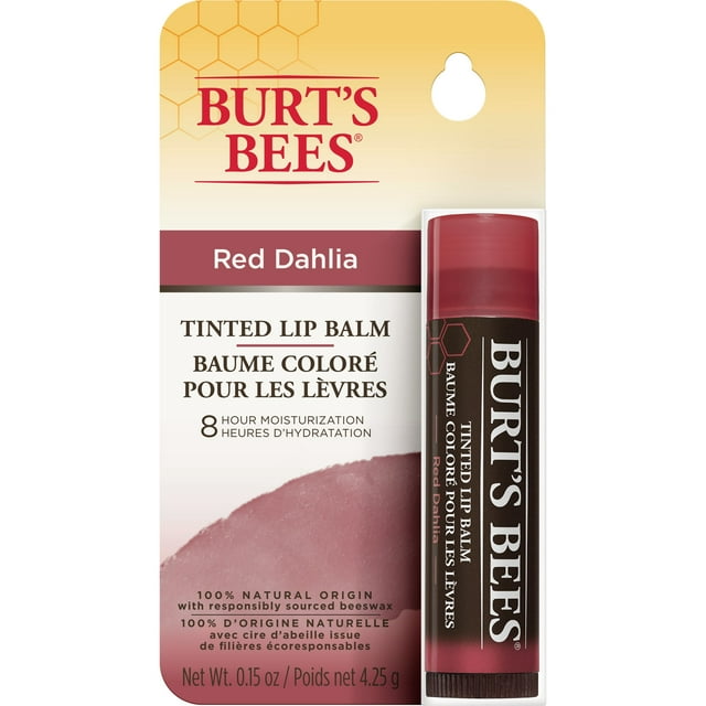 Burt's Bees 100% Natural Tinted Lip Balm, Red Dahlia with Shea Butter & Botanical Waxes  1 Tube