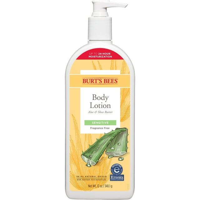 Burt's Bees Aloe Body Lotion for Sensitive Skin with Shea Butter, 12 oz