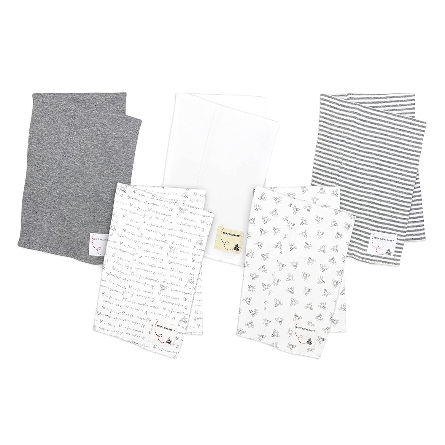Burt's Bees Baby - 100% Organic Cotton, Extra Absorbent Infant Burp Cloths, Unisex, 5-Pack