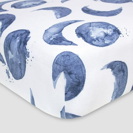 Burt's Bees Baby 100% Organic Cotton Solid Fitted Unisex Crib Sheets, Hello Moon!, 1-Pack