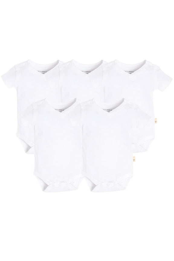100% Organic Cotton Unisex Short Sleeve Bodysuits, Cloud White, 5-Pack