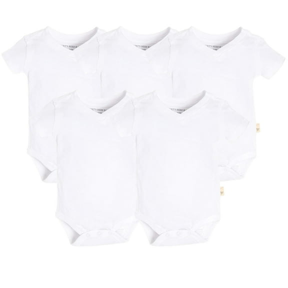 Burt's Bees Baby 100% Organic Cotton Unisex Short Sleeve Bodysuits, Cloud White, 5-Pack