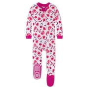 Burt's Bees Baby Baby Girl Sleeper Pajamas, Organic Cotton Zip Up Non-Slip Footie Snug Fit PJs