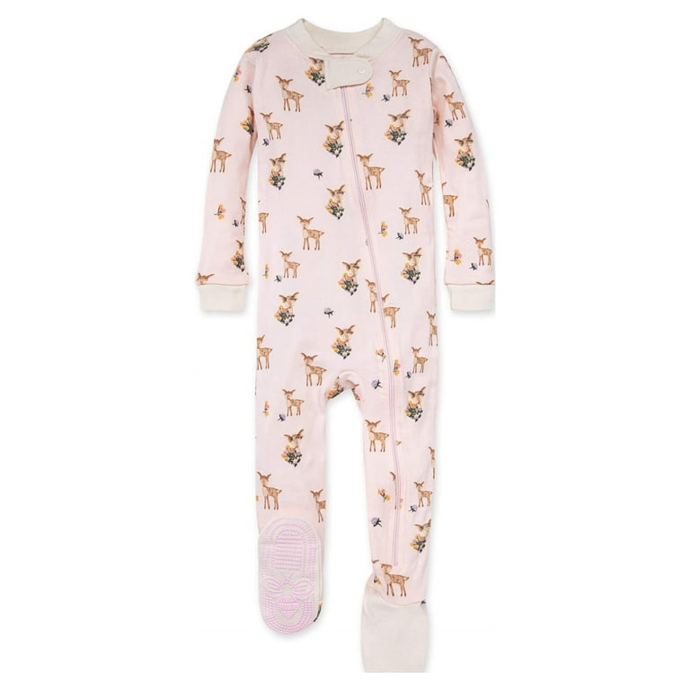 Burt s Bees Baby Baby Girl Sleeper Pajamas Zip Up Non Slip Footed PJs 100 Organic Cotton