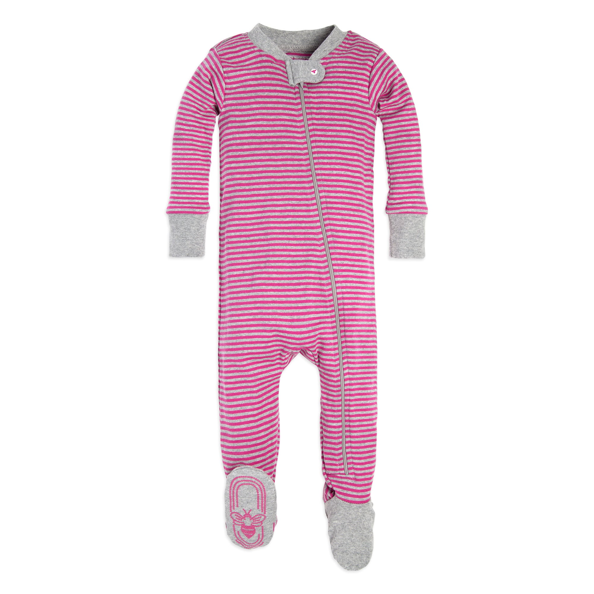 Spring Picks Organic Baby Zip Front Snug Fit Footed Pajamas