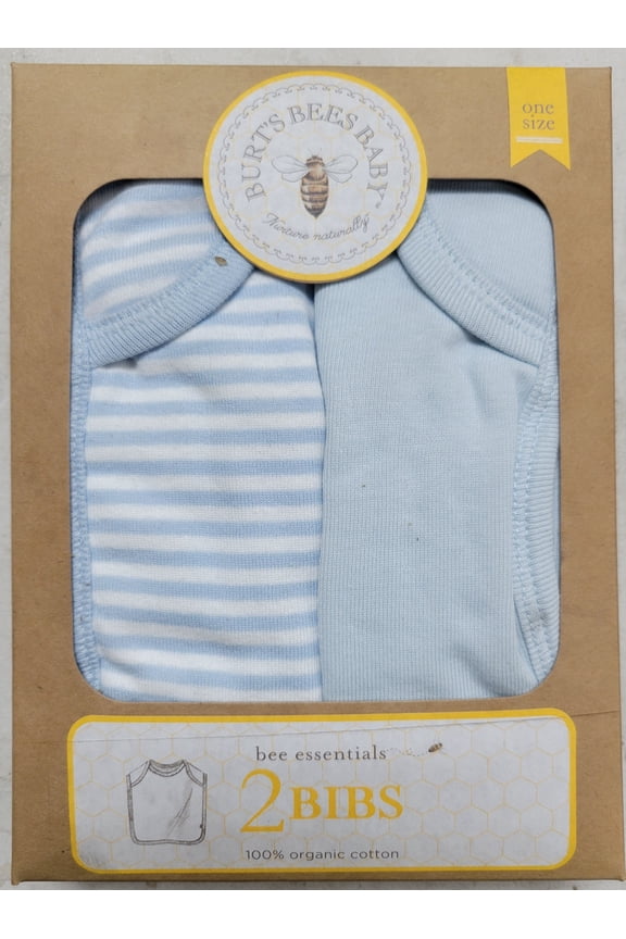 Boy 2 Pack Bibs Set ~ Blue & White ~ Organic Cotton