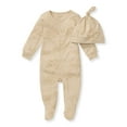 Burt's Bees Baby Organic Cotton Baby Jumpsuit & Knot Top Hat, Sizes