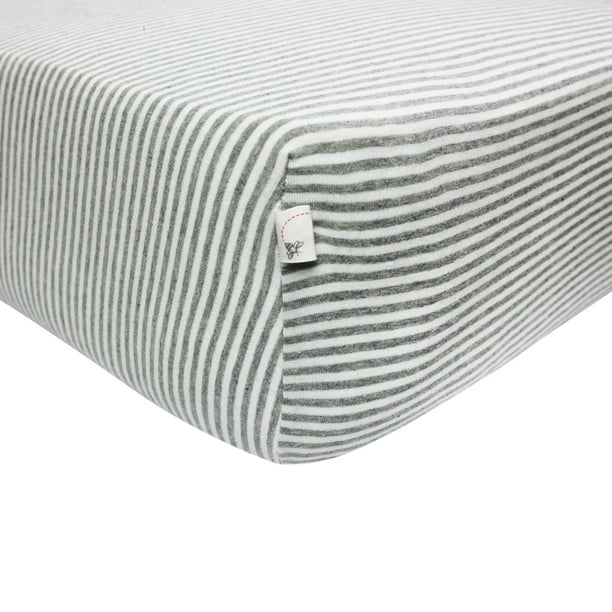 Burt's Bees Baby Classic Stripe Organic Crib Sheet, Heather Grey
