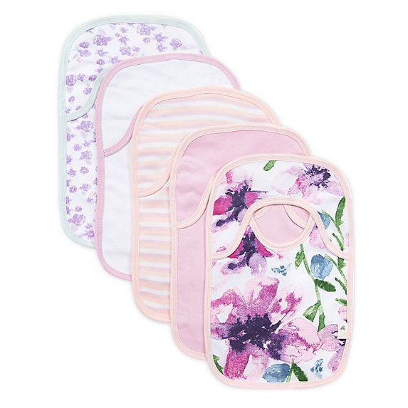 Burt's Bees Baby Daylily Lap Shoulder Bibs Avo-Crazy One Size, 5 Pack