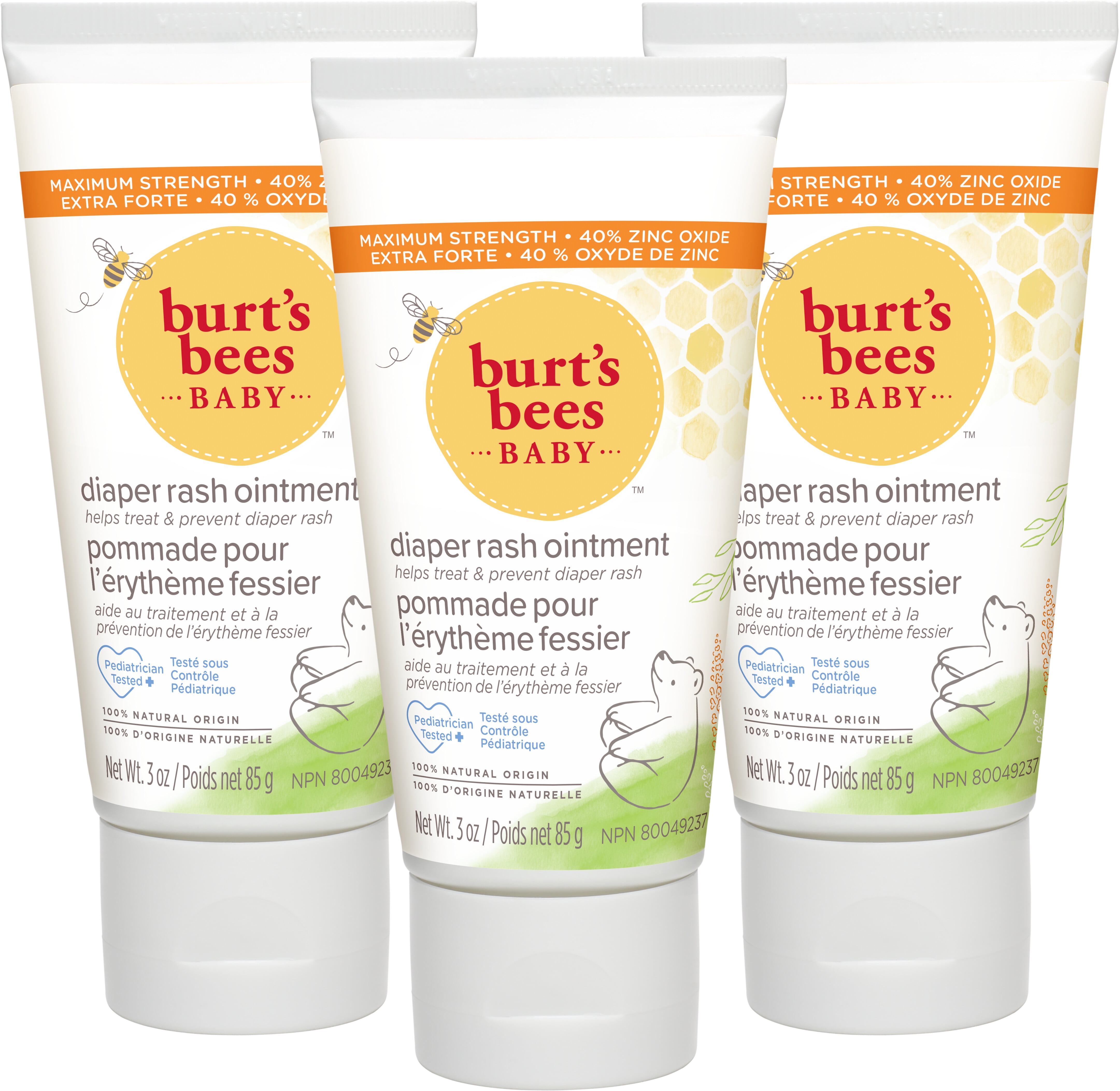 Burt's Bees Baby Diaper Rash Treatments with Zinc Oxide, 3 oz (3 Pack