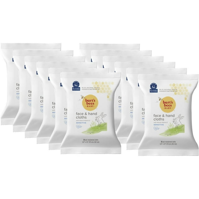 Burt's Bees Baby Face and Hand Cloths, 30 Wipes (3 Pack)