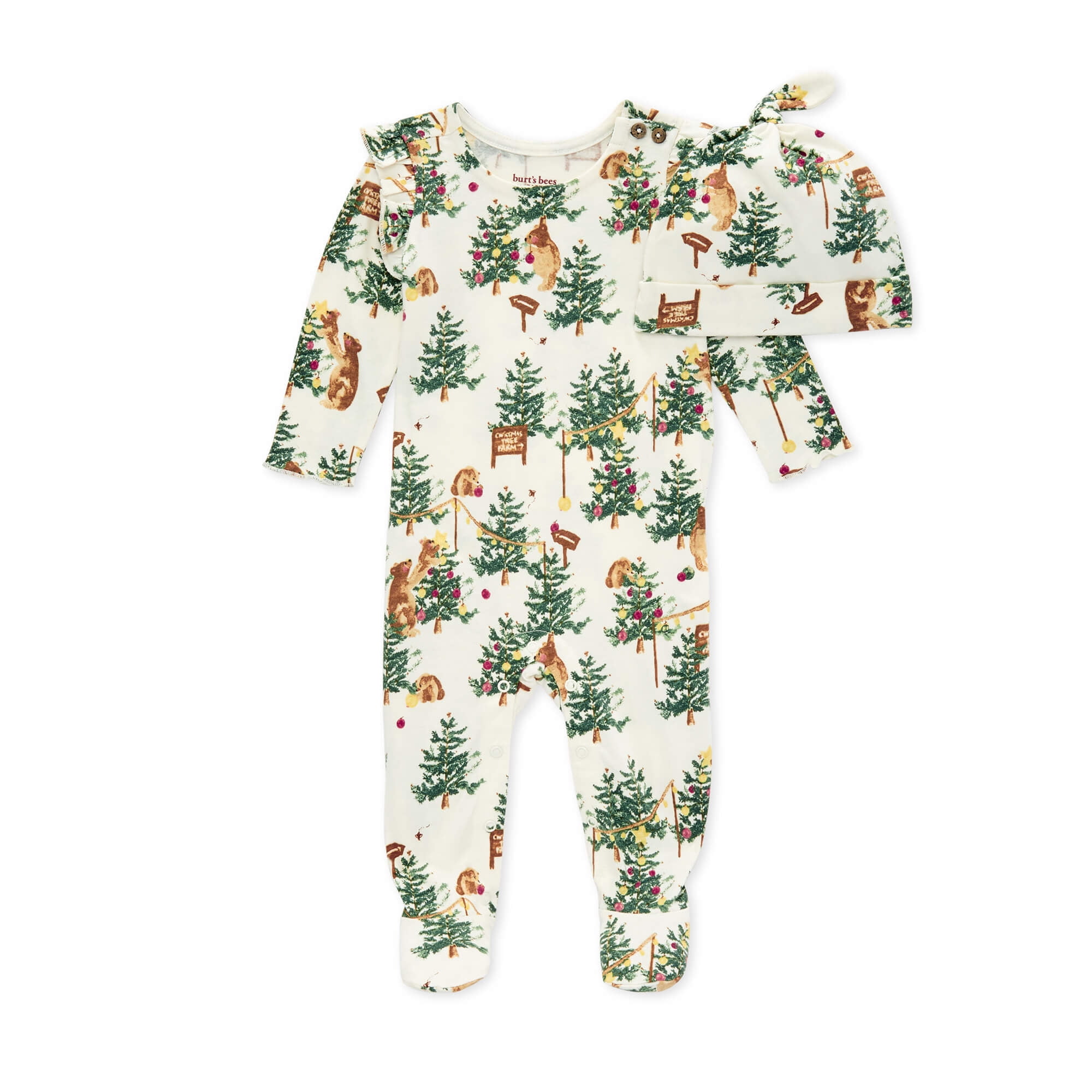 Burt's Bees Baby Organic Cotton Baby Girl Holiday Jumpsuit & Knot Top