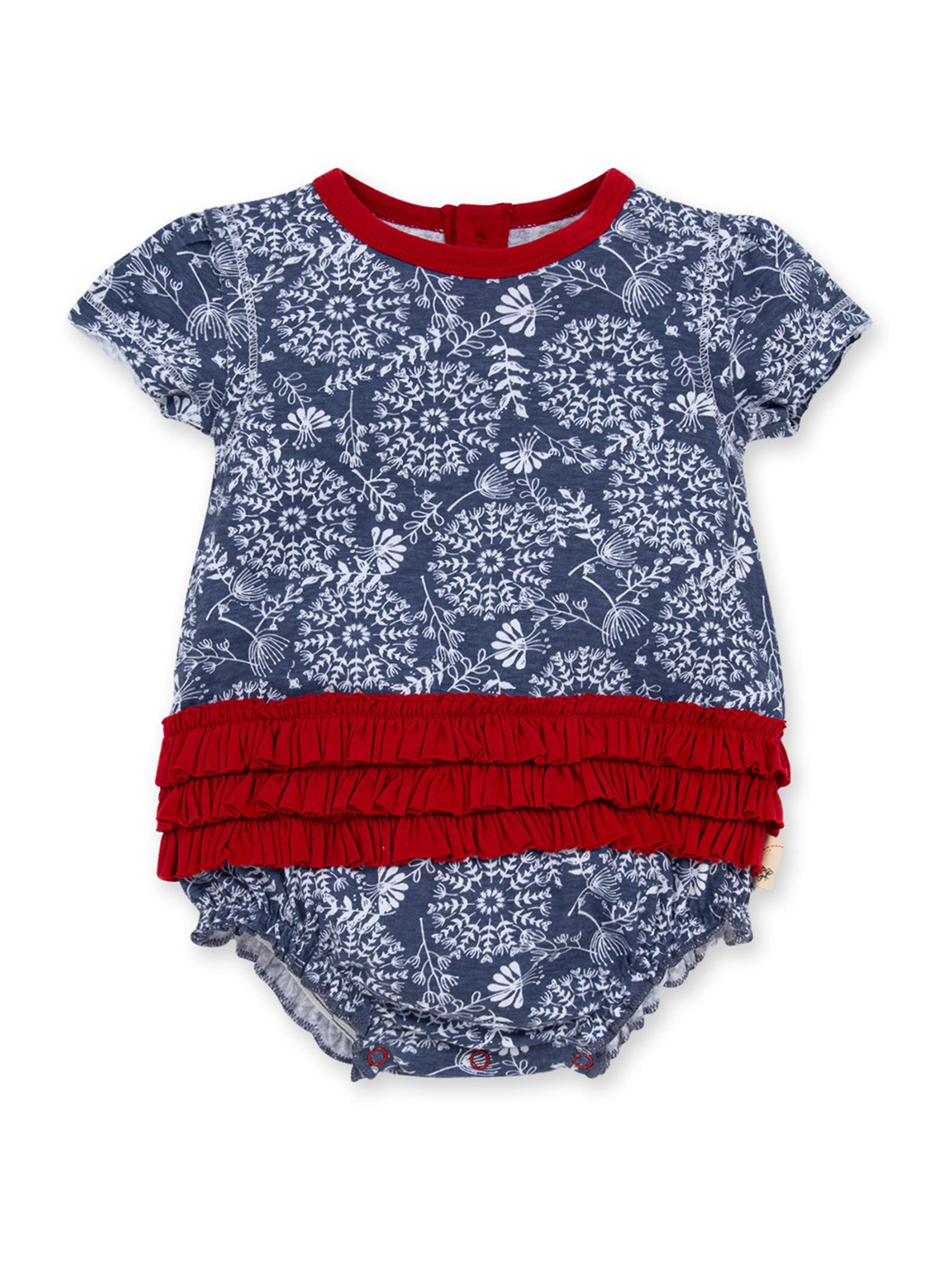 Burt's Bees Baby Girl Organic Summer Floral Art Americana Bubble Bodysuit, One Piece Outfit