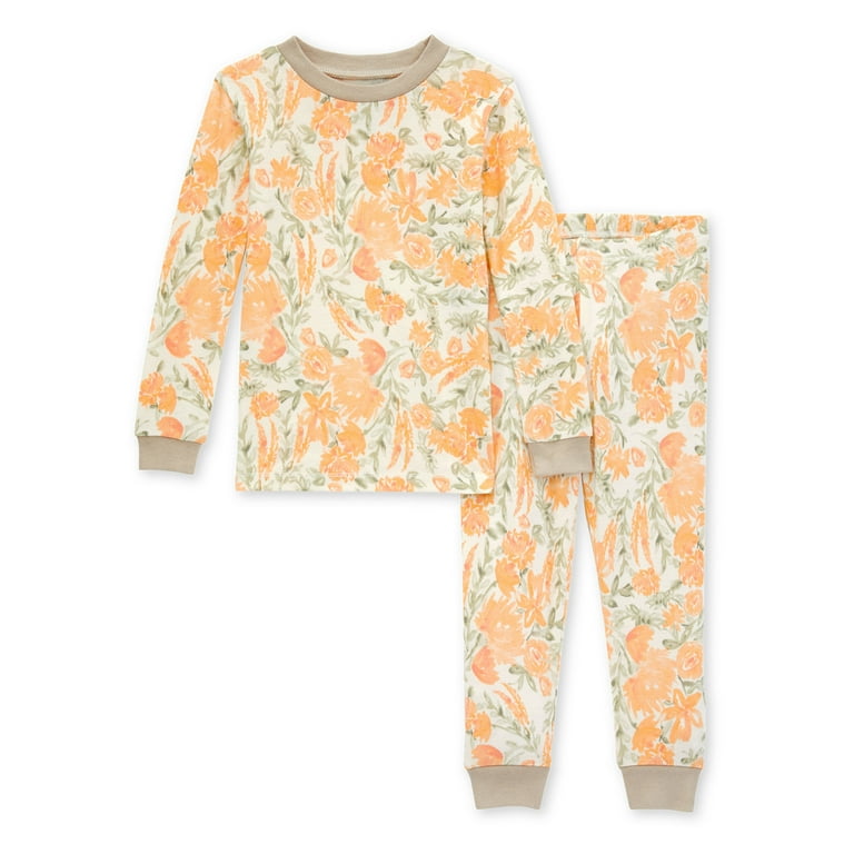 YELLOW PATTERNED TWO-PIECE PAJAMAS IN COTTON, NEWBORN YELLOW PATTERNED TWO-PIECE PAJAMAS IN COTTON, NEWBORN